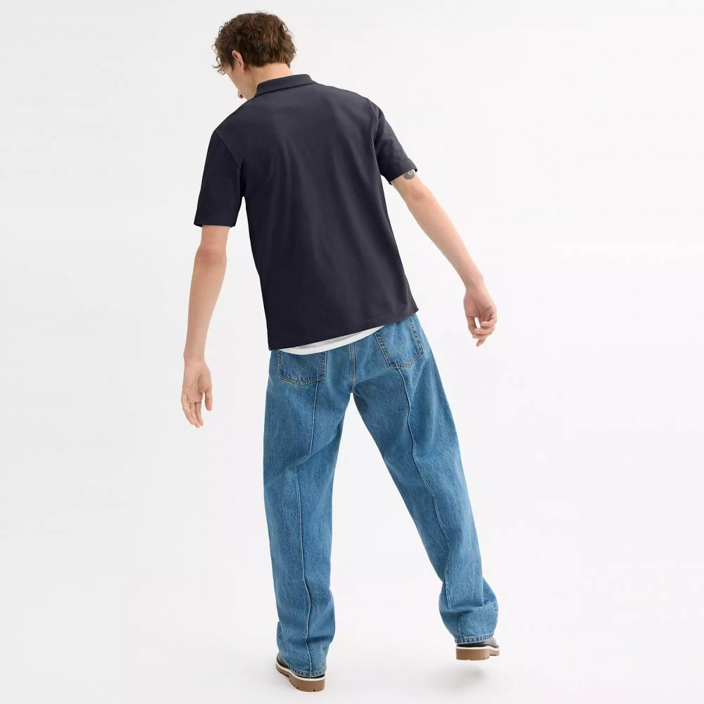 Coach Pocket Polo In Organic Cotton Navy