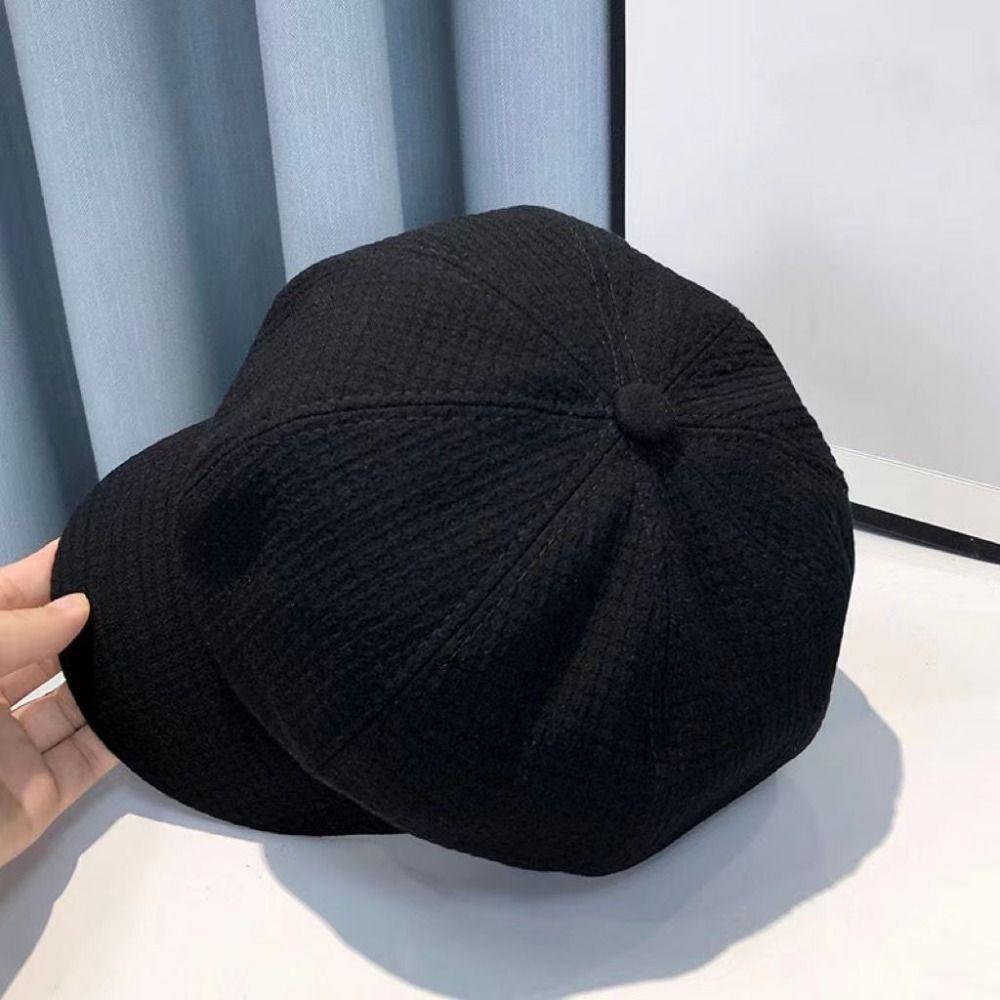 Winter Accessories Newsboy Hat Octagonal Buckets Hat High-rise Style Women Berets  Female Wear