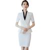 Elegant Women's Short-Sleeve Suit Set: Summer Workwear for Hotel and Jewelry Store Receptionists