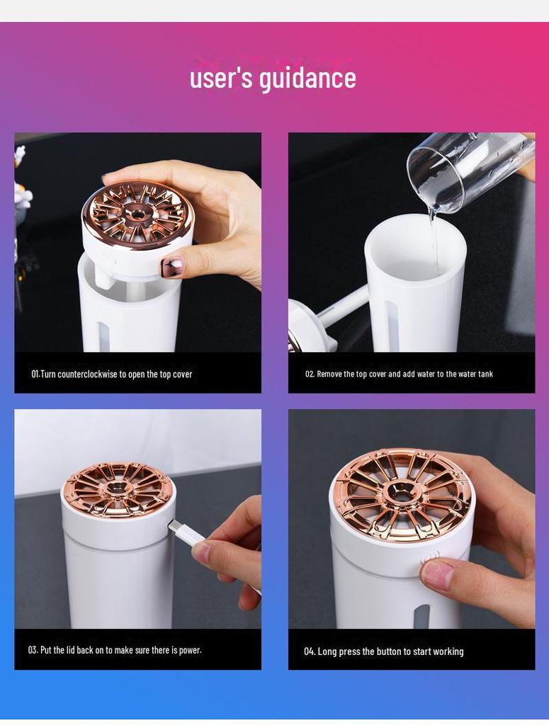 USB Portable Car Humidifier with Colorful Aroma Light