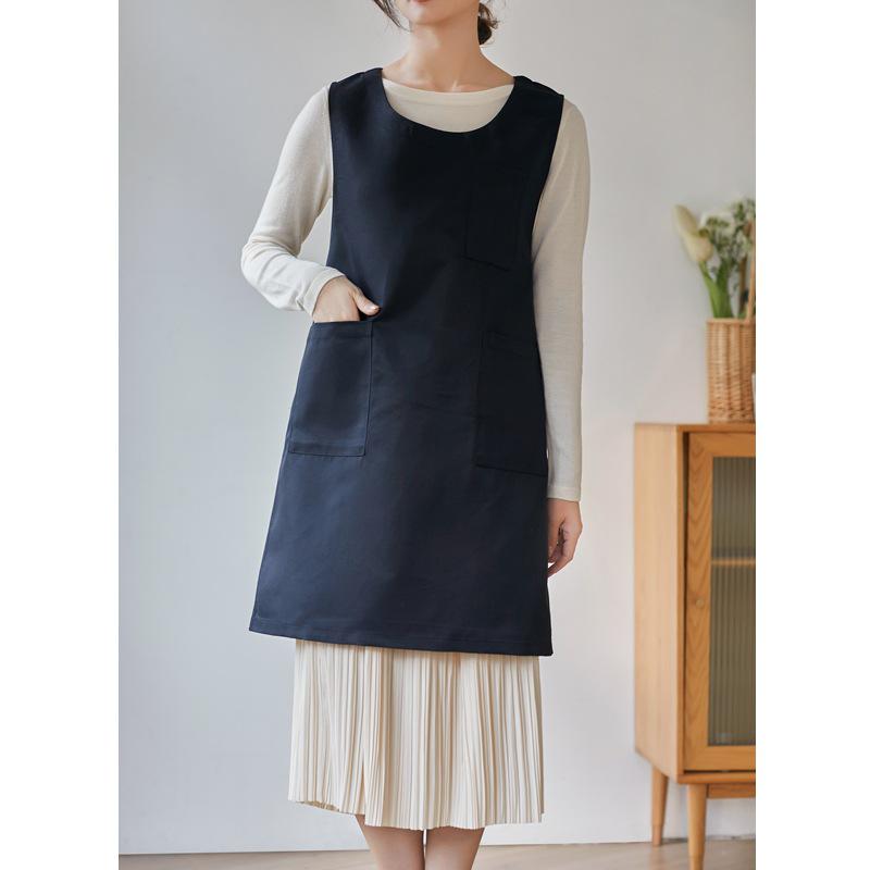 Японский утолщенный водоотталкивающий полиэстеровый фартук с цветочным принтом - корейский стиль чёрный