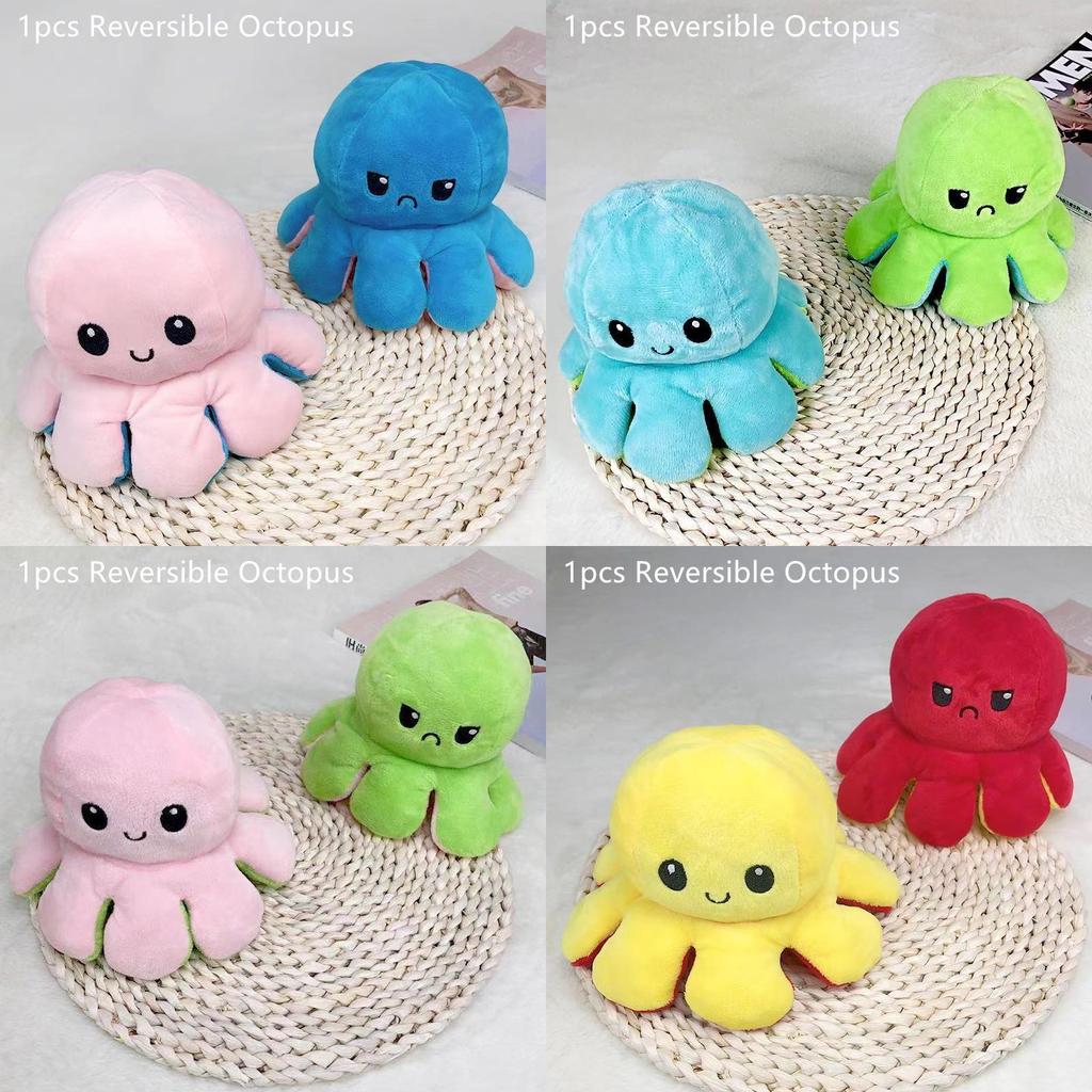 Adorable Double-sided Flip Reversible Octopus Plush Toy For Kids Soft And Cuddly Marine Life Stuffed Animal