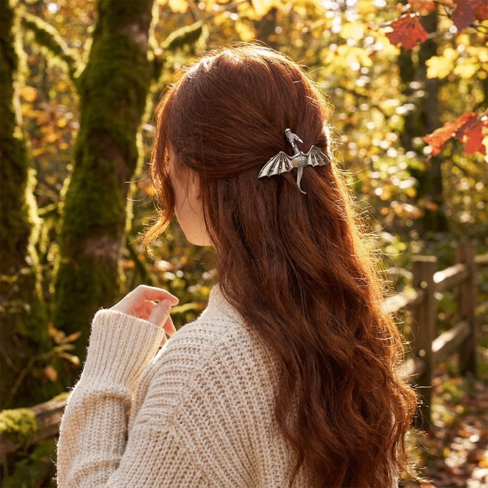 Vintage Flying Dragon Hair Clip Elegant Retro Spring Clip Viking Dragon Hairpin Valentine's Day