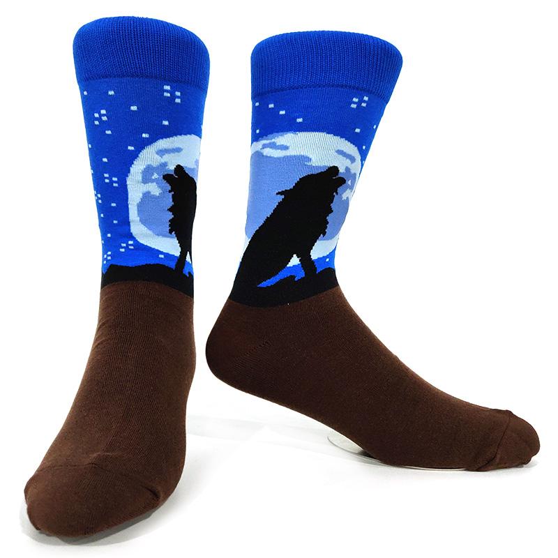 Novelty Happy Funny Men Graphic Socks Cotton Poker Corgi Frog Crazy Burger Piranh Wolf Avocado Eagle Sock