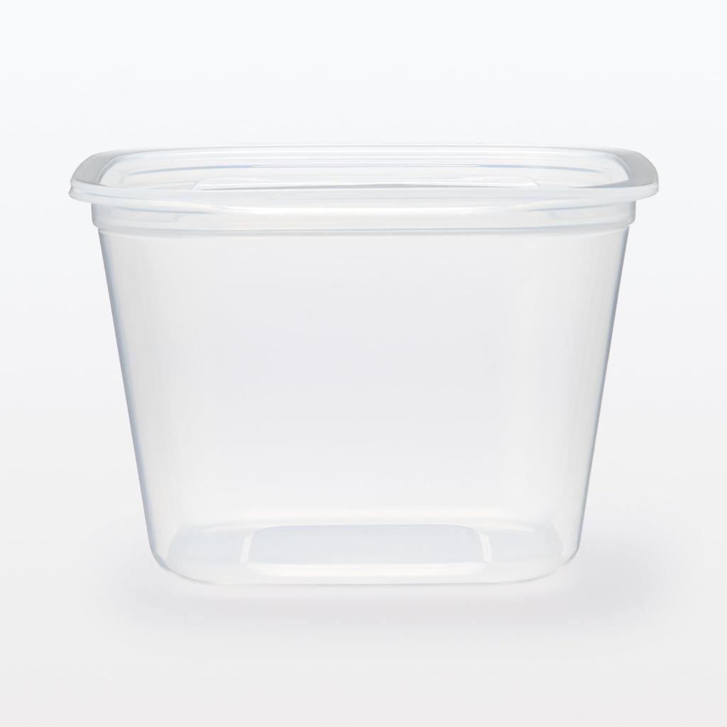 MUJI Microwaveable Food Containers with Pack of 2 Lids, Semi-Transparent, Square, 900mL, (MDP01A3S)