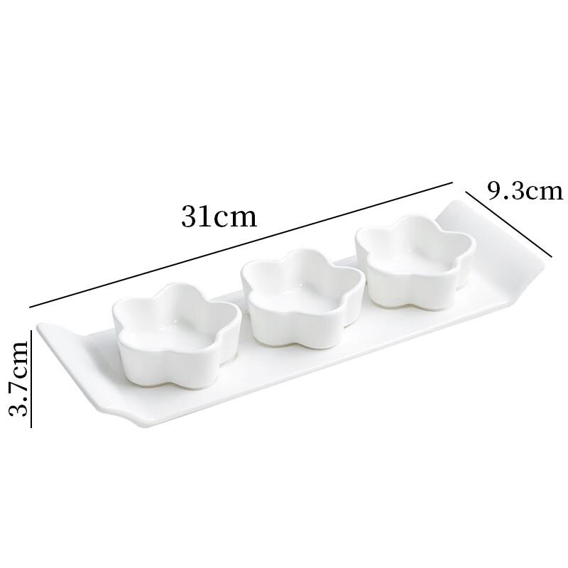 Ceramic Three-Compartment Dipping & Snack Dish