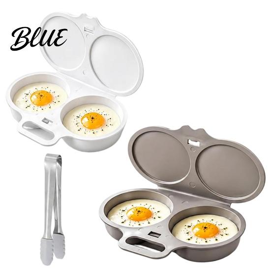 Efficient Egg Steaming Tool Dual Cavity Microwave Poacher with Lid And Handle, Food Grade Plastic Reusable Boiler Steamer, Oil-free Cooking