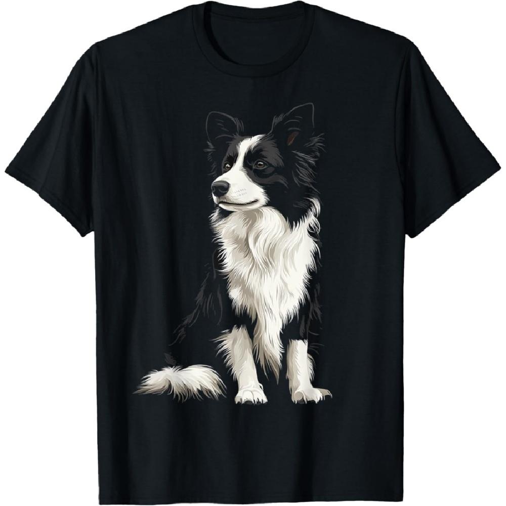 

Border Collie Dog Motif Pet Illustration Border Collie Men Women Kids T-Shirt S