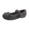 70820 feet wide feet fat large size women's shoes cotton single shoes velvet warm Mary Jane shoes soft sole bow flat shoes