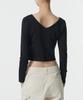 MUSINSA STANDARD WOMAN Women'S Slim Crop Reversible Neck Long Sleeve T-Shirt [Black]