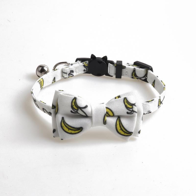 Adjustable Polyester Fruit Cat Collar Cute Bow And Bell Apple Lemon Kiwi Banana Banana