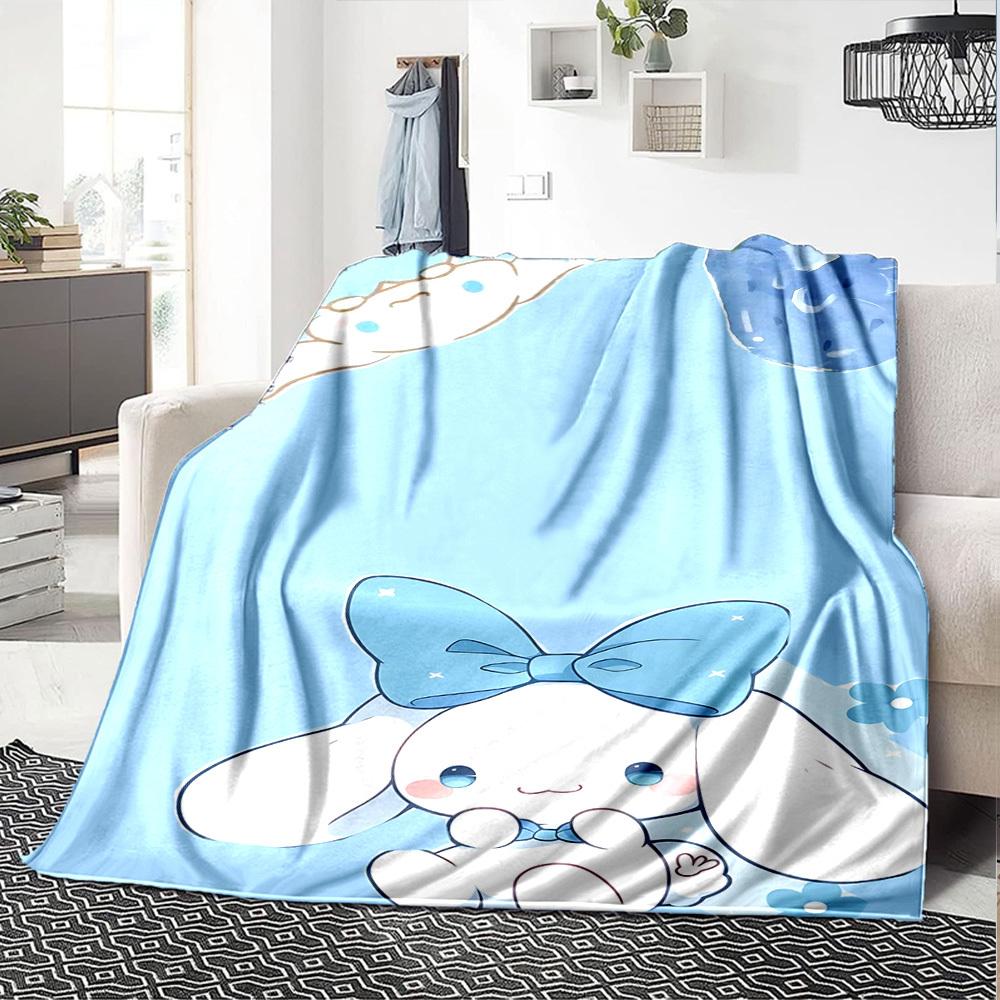 1pc rabbit bow blanket Lightweight Flannel Throw for Sofa Bed Travel Camping Livingroom Office Couch Chair