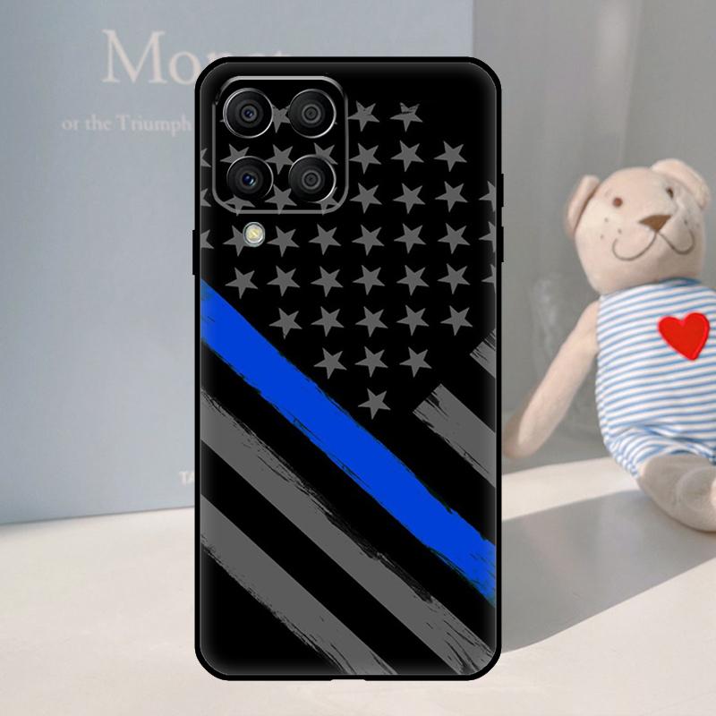 Police Thin Blue Line Flag For Samsung Galaxy M16 M06 M33 M13 M35 M53 M11 M21 M31 M55 M15 M14 M34 M54 M12 M32 M52 Case