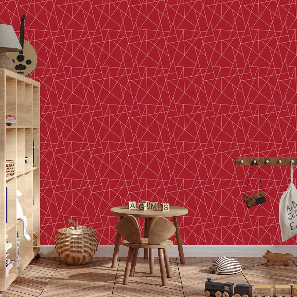 Wallpaper Geometric pattern red, clear detail 50x1000