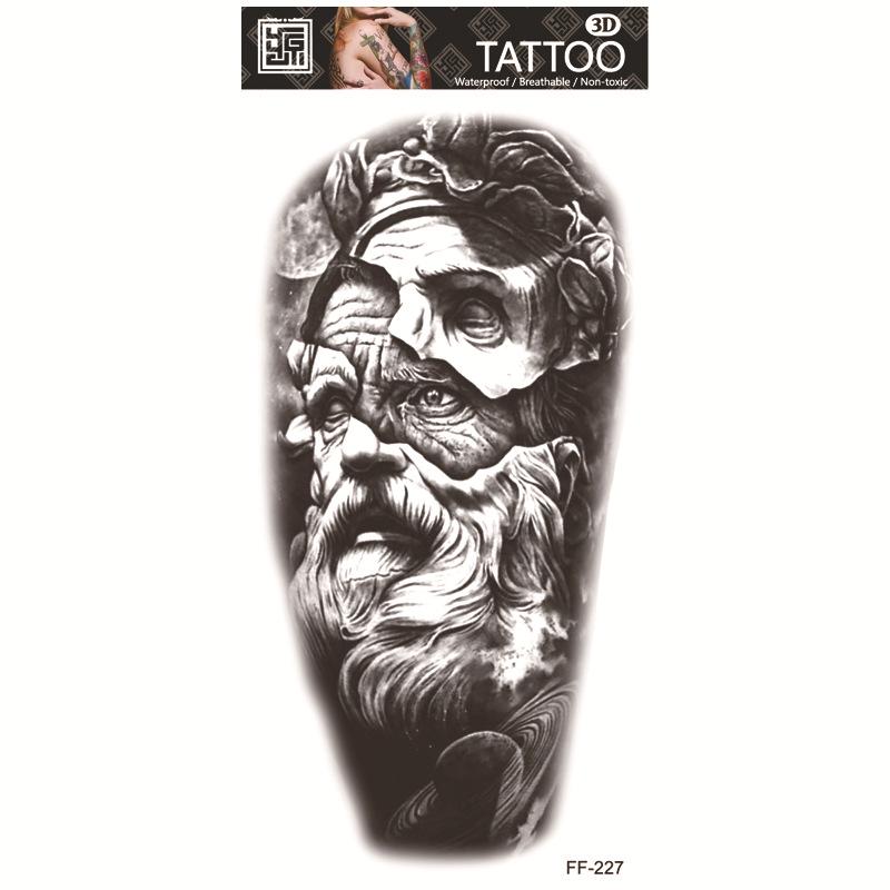 Adesivi per tatuaggi impermeabili Yuanhua - Totem con testa di lupo e disegni di testo arabo