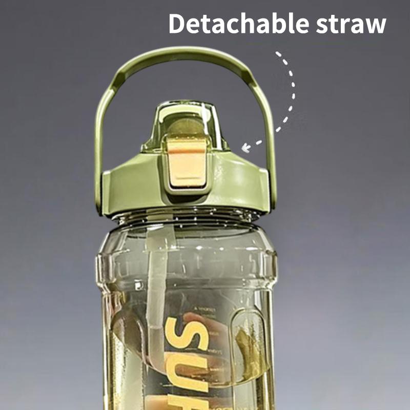 Large-Capacity Sports Water Bottle 2 Liters Trendy Ins Style Straw Cup With Scale Portable Leak Proof Drop Resistant Water Cup