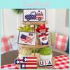 Stylish Independence Day Wooden Tray Sign Table Decoration For Party Atmosphere