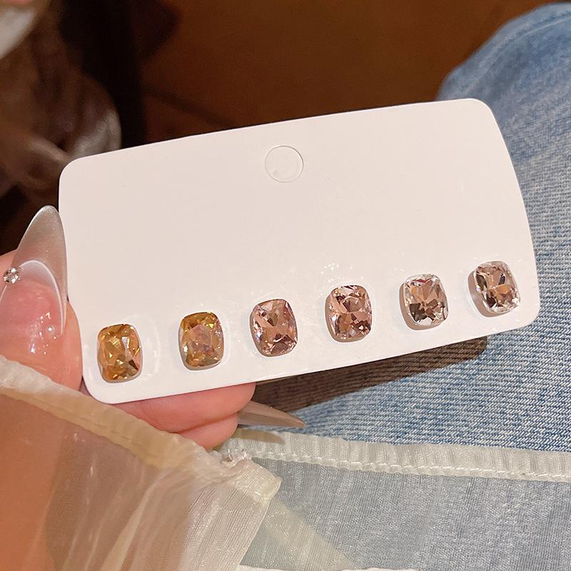 Korean Style Stud Earrings For Women Shiny Zircon Ear Studs Minimalist Jewelry For Daily Wear Party Wedding Gift