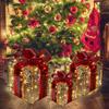 3 Pcs Christmas Lighted Gift Boxes Pre Lit Present Boxes with Bow And LED Light for Indoor Home Party Lawn Decor