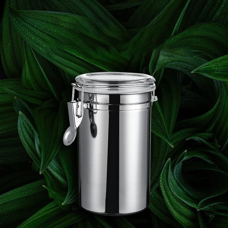 Kaffeebohnen Vakuumversiegelte Kanne, Rostfreier Stahl Lebensmittel Luftdichter Behälter Für Küchenutensilien Tragbare Getreidelagerdose Für Küche