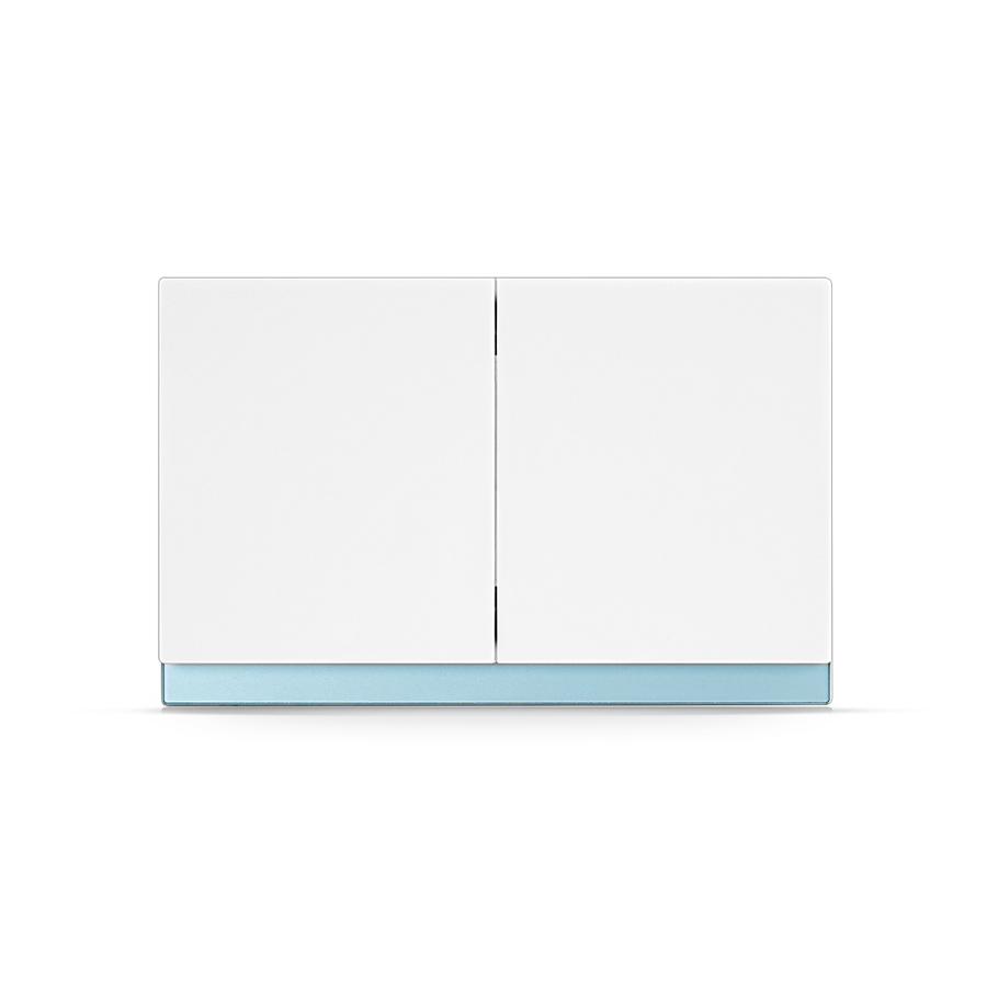 Mezeen Wandschalter PC-Panel Großer Kippschalter 2-fach 1 2 3-Wege Lichtschalter Mit austauschbarem Glas Blau Grau Weißer Rand