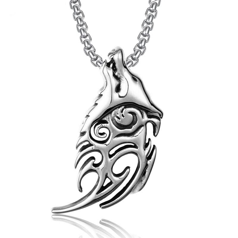 2024 Retro Skull Titanium Steel Pendant Necklace for Men - European American Style Half Face Stainless Steel Jewelry