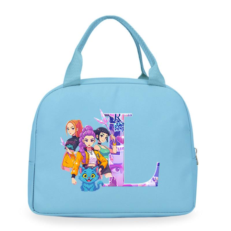 Trend Kpop Anime Cartoon Peripheral 26 Letter Printing Bento Bag Commuter Portable Lunch Box Bag