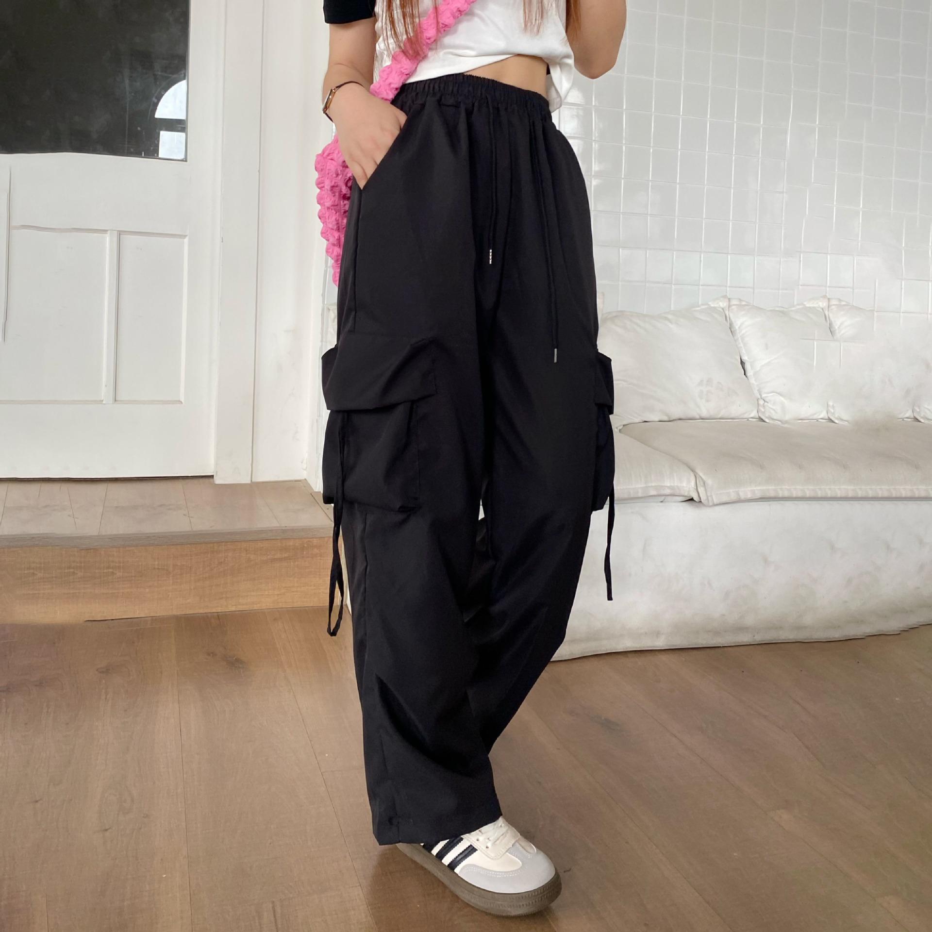 

Women s High-Waist Quick-Dry Cargo Pants: Summer Fashion Parachute Style, Wide-Leg Casual Trend 2025 2XL for 135-150 jin