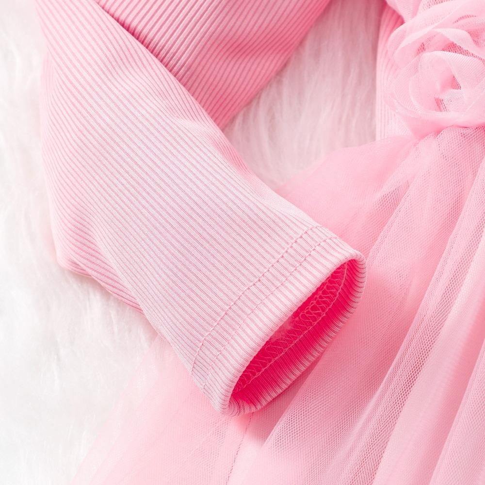 2-7 Years Girls' Long-Sleeved High-Neck Long Dress Autumn/Winter Tulle Dress