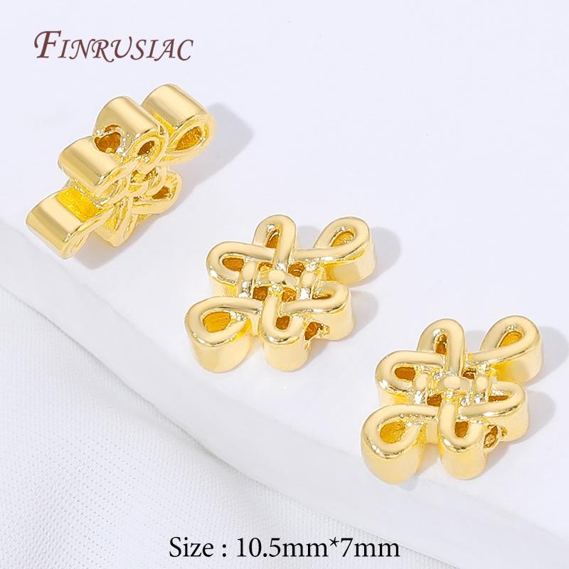 18K Gold Plated Brass Chinese Knot Spacer Beads For Jewelry,Metal Separator Beads,Wholesale DIY Bracelet Necklace Accessories