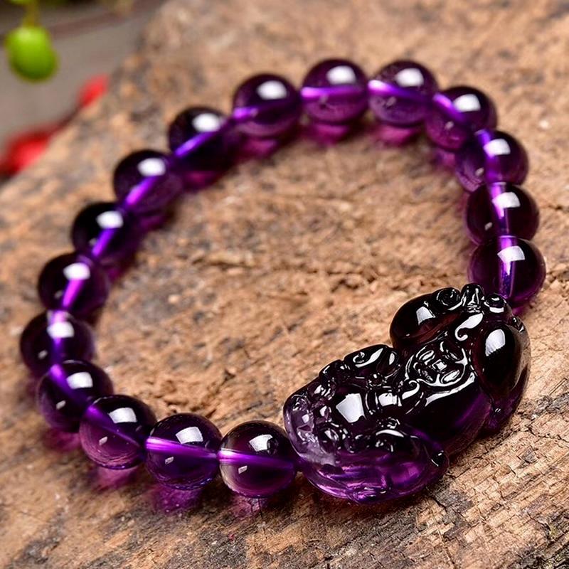 Feng Shui Wealth Bracelet Amethyst PIXIU Bracelet Men's and Women's Crystal Beads Bracelet Attract Lucky Gift Couple Friend