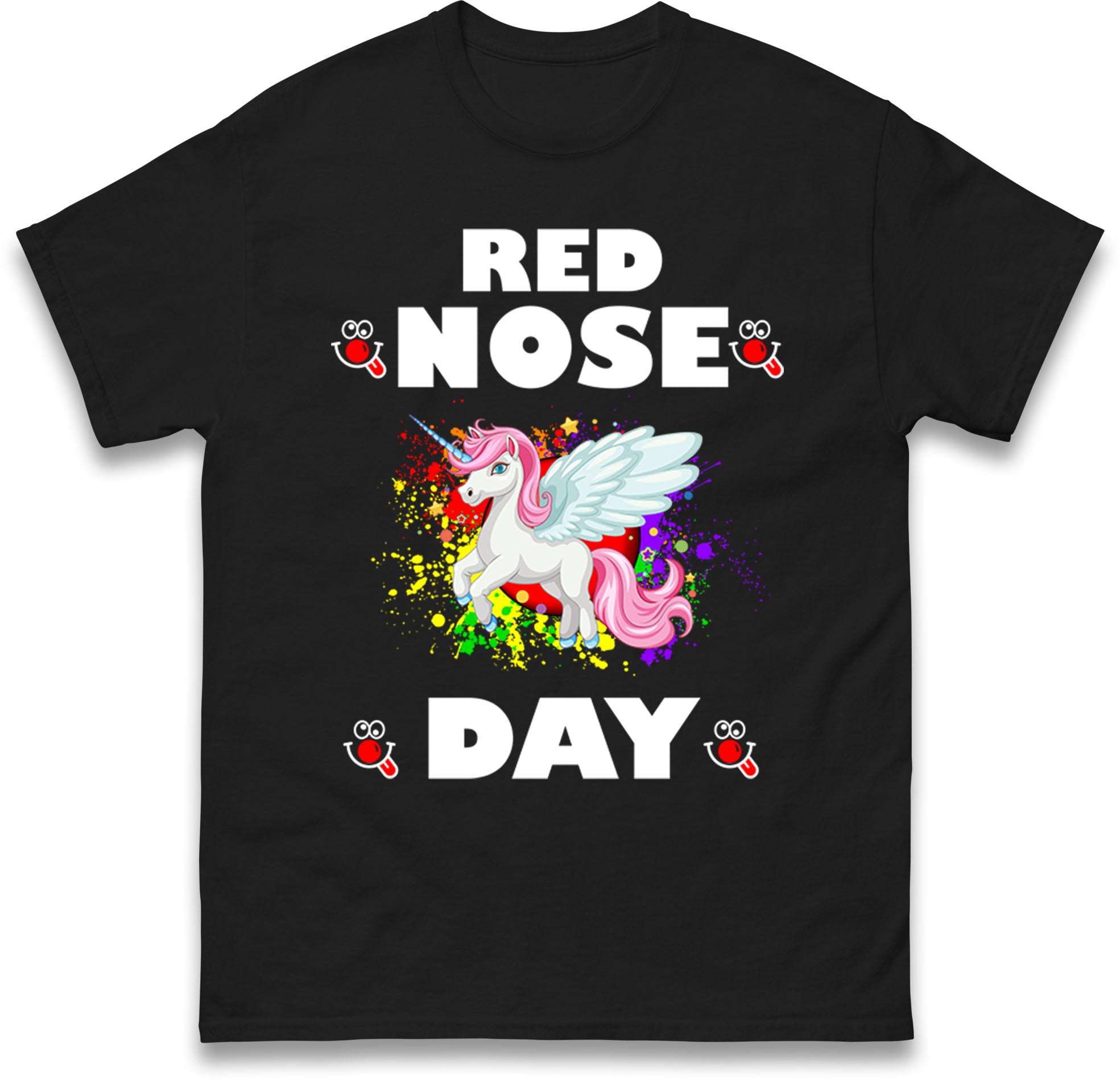 Cute Unicorn Red Nose Day Mens T Shirt Womens Tops Tees M