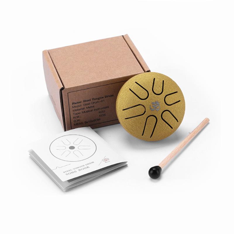 Hluru 3 Inch Steel Tongue Drum Mini Glucophone for Kids Pentatonic 6 Notes Tank Drum Handpan Gifts