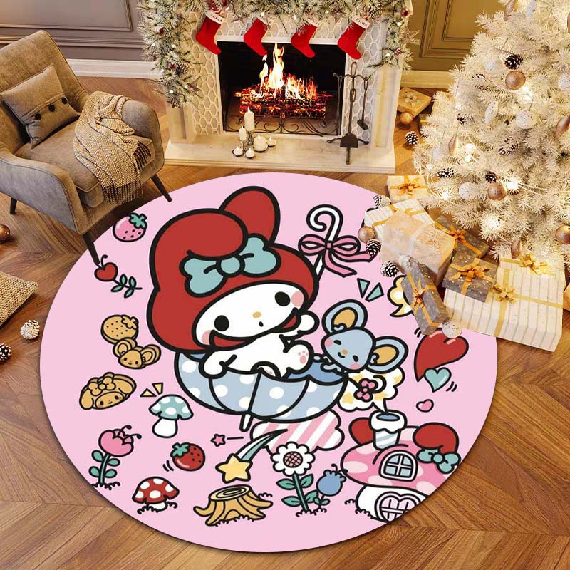 This My Melody Cartoon Round Rug Can Be Used To Decorate Living Rooms, Bedrooms, Sofas, and Playrooms; It Is A Non-slip Rug.