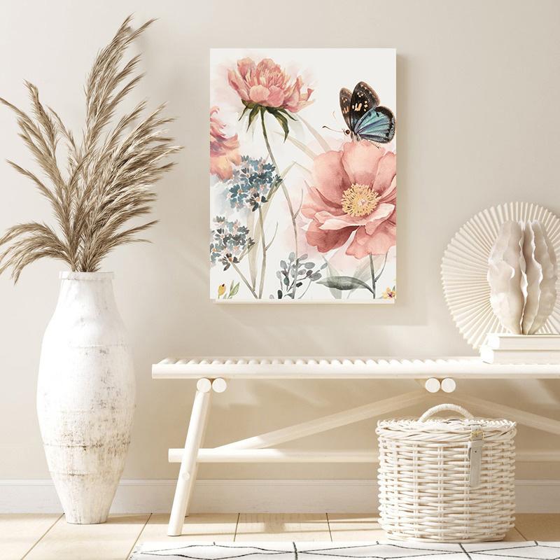Modern Scandinavian Wild Flowers Leaves Botanical Nature Posters Watercolor Canvas Painting Living Room Bedroom Wall Art Pictures Home Decor