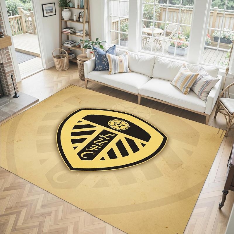 Leeds United Design Kristall Samt Teppich Gemütlich Nicht?Rutschfester Teppich mit Aufdruck für Schlafzimmer Wohnzimmer Eingang