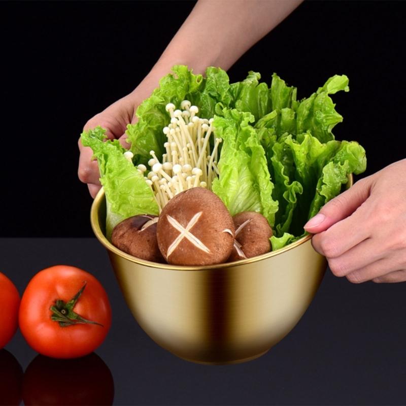 Slanted Salad Serving Bowl Korean Vegetable Holders for Restaurant Use Large Capacity Stainless Steel Tableware