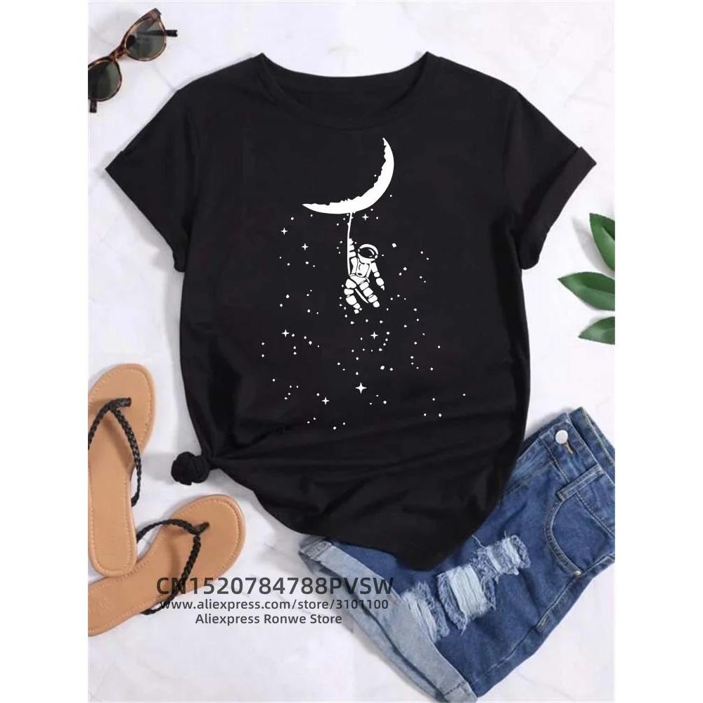 

Принтованные футболки Модные Забавные Повседневные С круглым вырезом Короткий рукав Уличная одежда Женская одежда Винтажные топы S