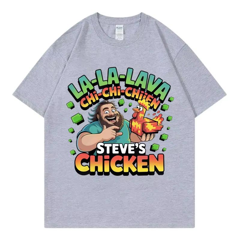 Steve's Lava Chicken Graphic T Shirts Men Women Casual Loose Short Sleeve T-shirt Harajuku Cartoon Oversized T-shirts Streetwear