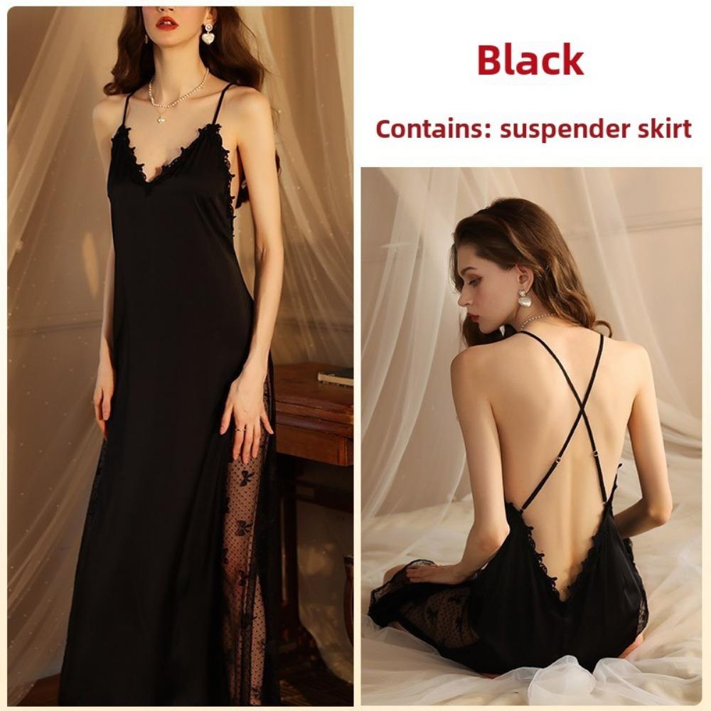 

Сексуальна нічна сорочка з льодового шовку, подовжений халат, піжама з довгими рукавами, атласний одяг для відпочинку L