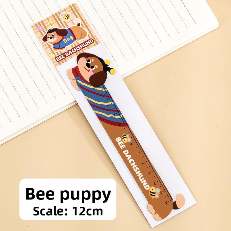 Cartoon Long Dog Magnetic Bookmark Ruler, Cute Student, High Appearance Level, Flexible Ruler, Irregular-shaped Magnetic Straight Ruler