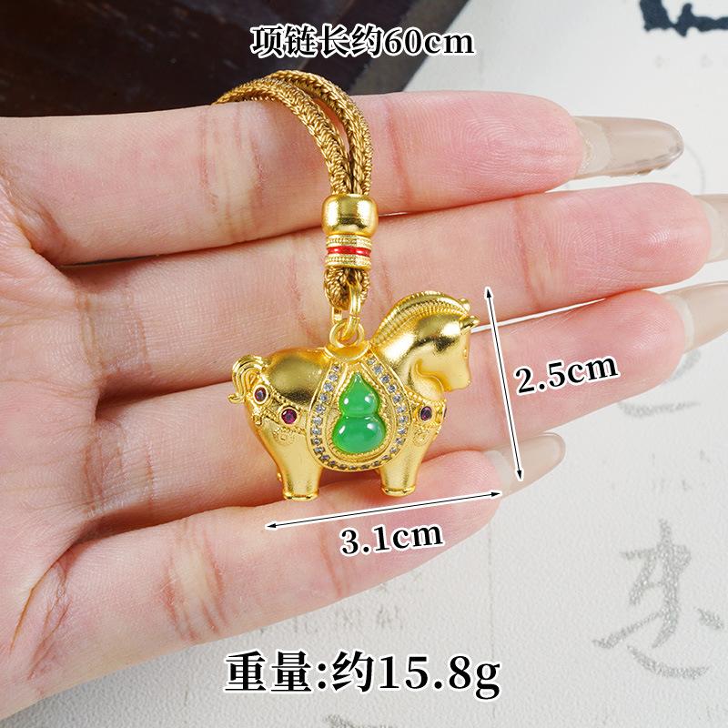 Women's Zirconium Pony Niche Copper Jewelry Necklace Pendant