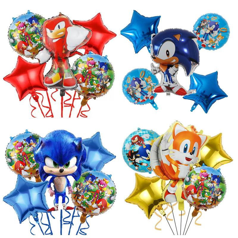 6Pcs Cartoon Hedgehog Balloons Sonic Theme Birthday Party Decoration Balloons For Boys Children Baby Bath Toys