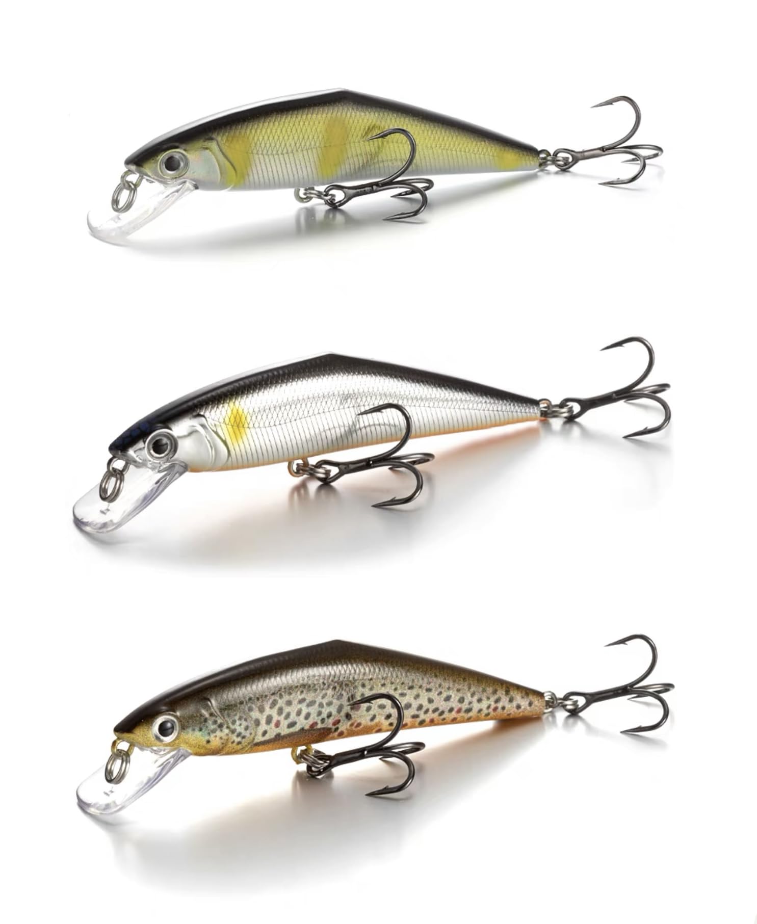 

KAJIKI Heavy Sinking Minnow D 85s Set of 3 for Cherry Rainbow and Yamame Standard Color Set Salmon, Trout, Bass, Trout, (85S B)