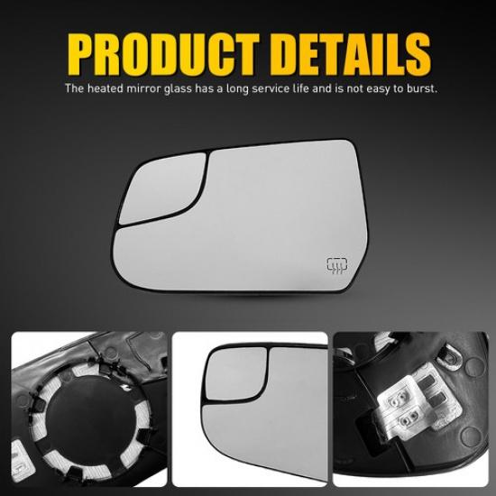 Front Left Mirror Glass Set Driver Side For 2010-2017 Chevy Equinox GMC Terrain