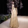 Golden Performance Dress Dress Women's Banquet Starry Sky Annual Meeting Host People's Congress Choir Performs Evening Dress Dress
