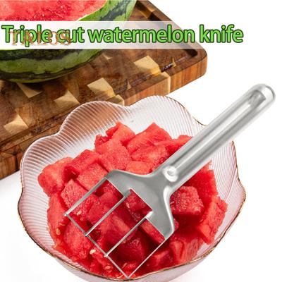 Vattenmelonskärare Verktyg Effektiv Skivare i Rostfritt Stål för Vattenmelon Mango Cantaloupe Bärbar Köksgadget för Fruktsallad Familjepicknickar Fester