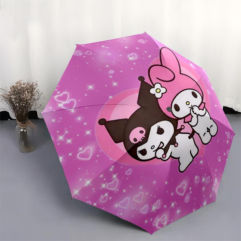 1pc My Melody and Kuromi Heart Umbrella with Plastic Handle,Suitable for All Seasons Home Travel Outdoor UmbrellaSanlio295