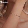 BAMOER Solid 925 Silver Square Chain Bracelets for Women, White Gold Plated Handmade Basic Bracelets Birthday Gift