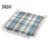 Thin Seat Pad for Home Cotton Linen Chair Pad, Striped Plaid Dining Mat with Lace Trim, Lightweight Wood Chairs Breathable Ties Office Barstool